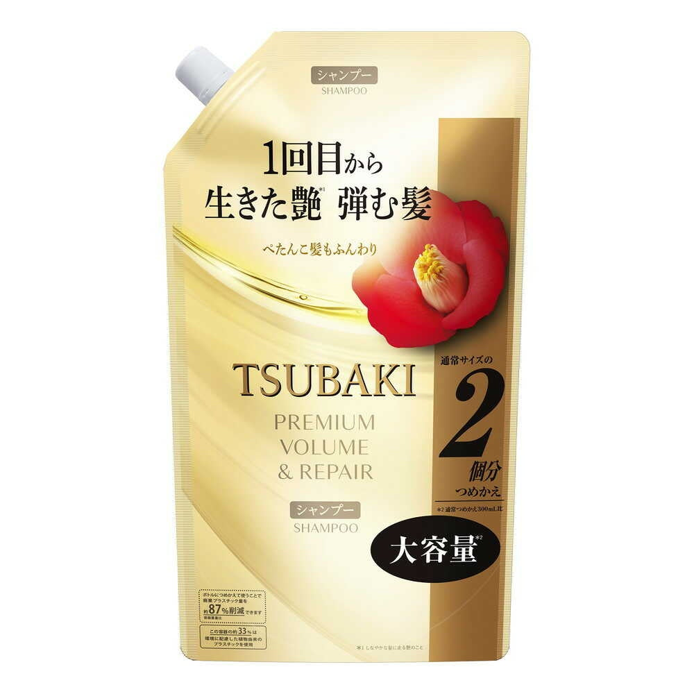 Tsubaki Premium Volume & Repair Shampoo, Camellia Oil Care for Glossy, Bouncy Hair, Floral Camellia Scent, 450mL Pump or 300mL, 600mL, 900mL Refill