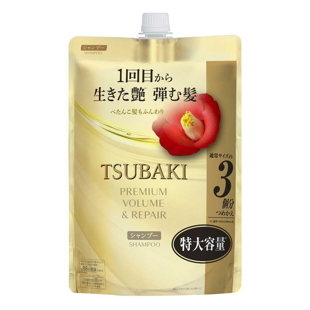 Tsubaki Premium Volume & Repair Shampoo, Camellia Oil Care for Glossy, Bouncy Hair, Floral Camellia Scent, 450mL Pump or 300mL, 600mL, 900mL Refill