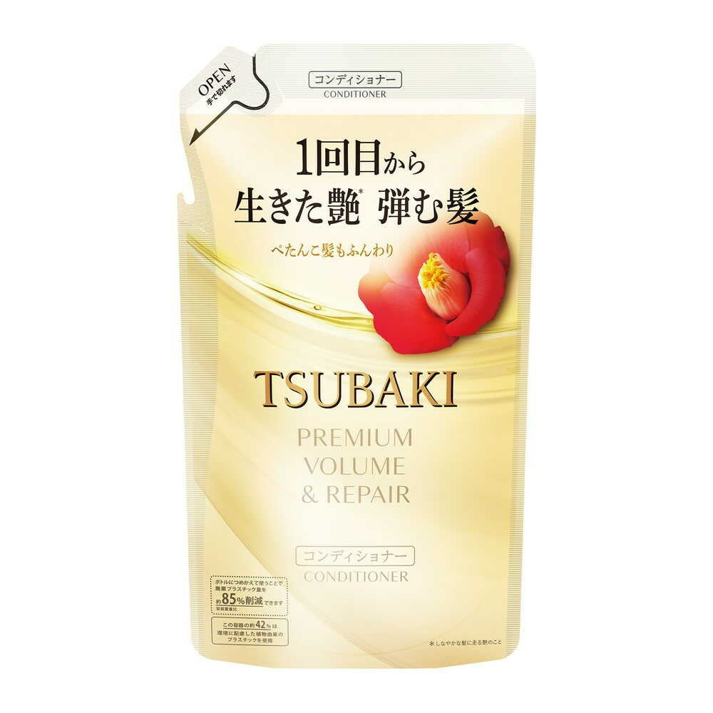 Tsubaki Premium Volume & Repair Conditioner, Camellia Oil Care for Glossy, Bouncy Hair, Floral Camellia Scent, 450mL Pump or 300mL, 600mL, 900mL Refill