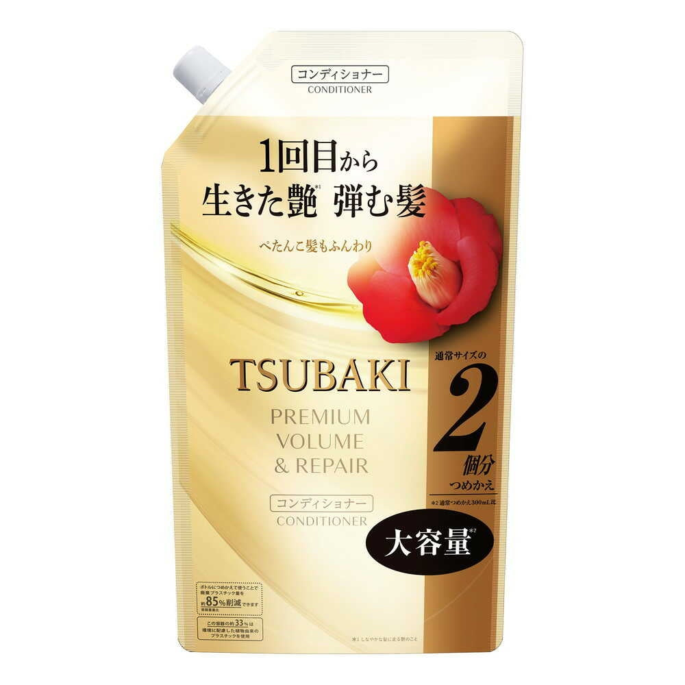Tsubaki Premium Volume & Repair Conditioner, Camellia Oil Care for Glossy, Bouncy Hair, Floral Camellia Scent, 450mL Pump or 300mL, 600mL, 900mL Refill