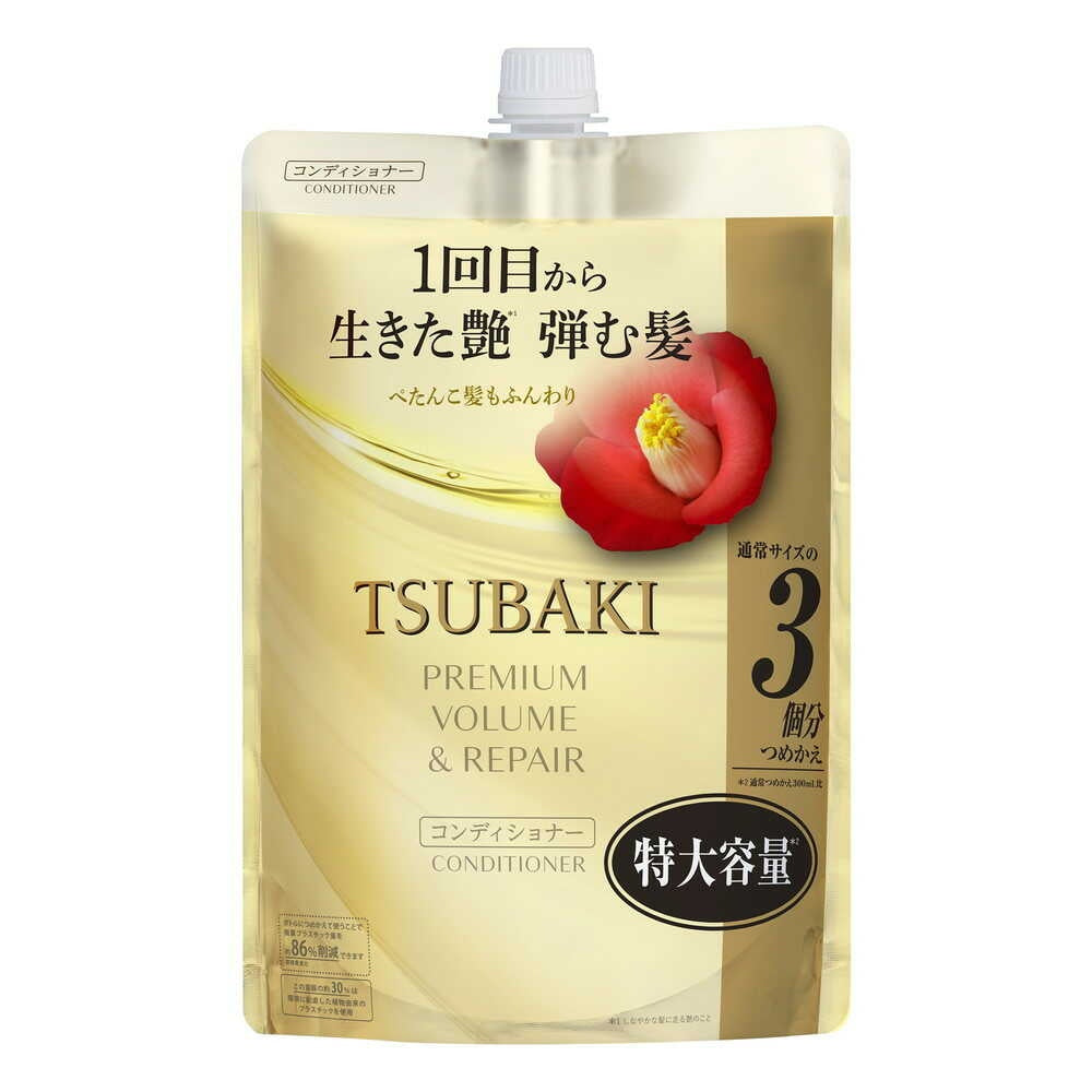 Tsubaki Premium Volume & Repair Conditioner, Camellia Oil Care for Glossy, Bouncy Hair, Floral Camellia Scent, 450mL Pump or 300mL, 600mL, 900mL Refill
