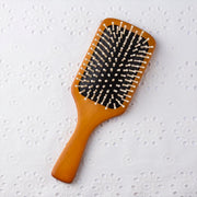 KAI Himetsubaki Wooden Paddle Hairbrush with Cleaning Brush Set, Natural Wood Pins and Handle with Natural Rubber Cushion, 240 mm, 113 g