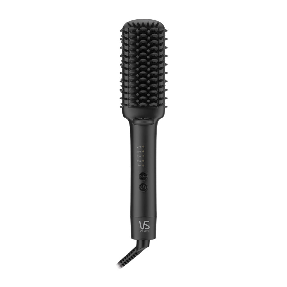 Koizumi VSI-1060 Hair Straightening Brush, Ion Heat Brush with 5 Temperature Settings from 90 to 210 C, Swivel Cord and 30-Minute Auto-Off, AC 100-240 V, Black