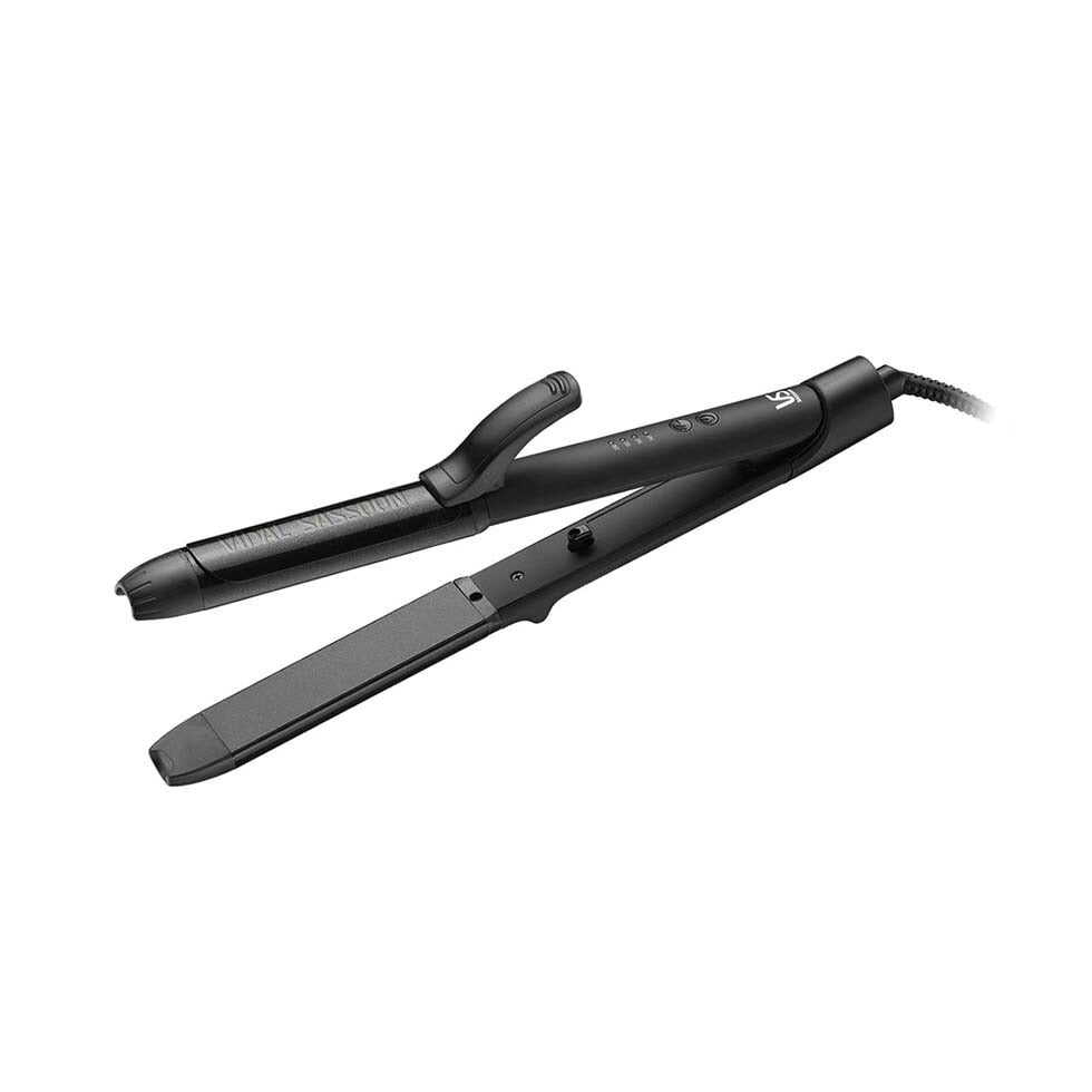 Koizumi VSI-3250 2-Way Hair Iron, 32 mm Straight and Curl Iron with Ion Function, 4 Temperature Steps from 140 to 200 C, Swivel Cord and 60-Minute Auto-Off, AC 100-240 V, Black